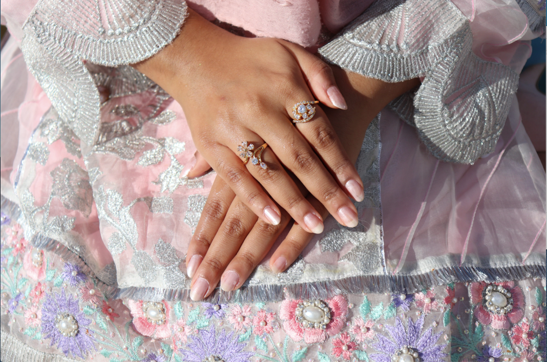 Two hands crossed over wearing Casablanca by 786 Cosmetics, Photo from @photosinthisys Sinthia Shabnam, Photo Credit to @safanotsawfa Safa Ahmed on Instagram