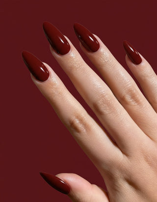 cherry nails, red nail polish, viral nail trend, bold red nails, deep red manicure
