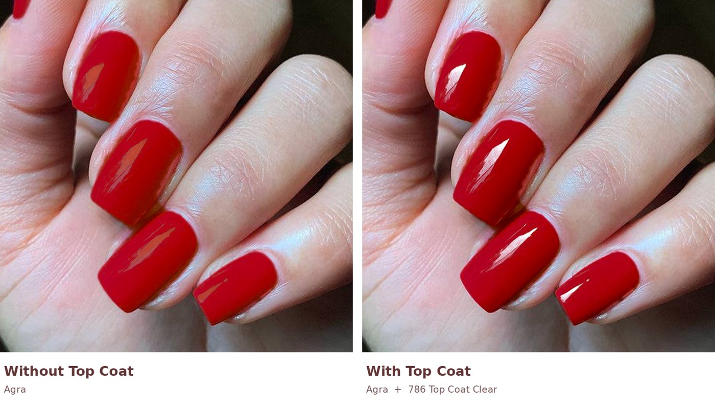 Agra shade without top coat and with Top Coat Clear